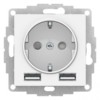 Розетка 1-м СП AtlasDesign 16А IP20 с 2-мя заряд. устройствами USB тип A+A 5В/2.4А 2х5В/1.2А механизм бел. SE ATN000130
