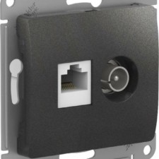 Розетка компьютерная + телевизионная 2-м Glossa RJ45 кат.5E + TV механизм антрацит SE GSL000789