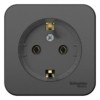 Розетка 1-м ОП Blanca 16А IP20 250В с заземл. без защ. шторок с изолир. пластиной (компакт) антрацит SE BLNRA110116