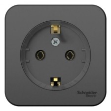 Розетка 1-м ОП Blanca 16А IP20 250В с заземл. без защ. шторок с изолир. пластиной (компакт) антрацит SE BLNRA110116