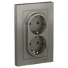Розетка 2-м СП AtlasDesign 16А IP20 с заземл. в сборе сталь SE ATN000924