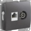 Розетка компьютерная + телевизионная 2-м Glossa RJ45 кат.5E + TV механизм графит SE GSL001389