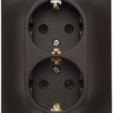 Розетка 2-м Glossa 16А с заземл. в сборе шоколад SE GSL000824