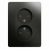 Розетка 2-м СП Glossa 16А IP20 без заземл. в сборе антрацит SE GSL000720