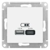 Розетка USB AtlasDesign тип A+C 5В/2.4А 2х5В/1.2А механизм бел. SE ATN000139
