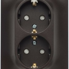 Розетка 2-м Glossa 16А с заземл. защ. шторки в сборе шоколад SE GSL000826