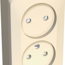 Розетка 2-м ОП Этюд 16А IP20 250В защ. шторки без заземл. крем. SE PA16-006K