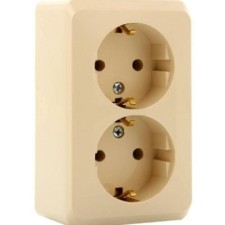 Розетка 2-м ОП Этюд 16А IP20 250В с заземл. без защ. шторок крем. SE PA16-007K