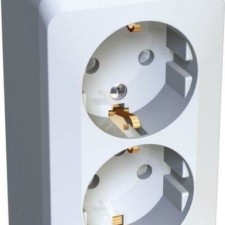 Розетка 2-м ОП Этюд 16А IP20 250В с заземл. защ. шторки бел. SE PA16-008B