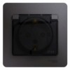 Розетка 1-м СП Glossa 16А IP44 250В с заземл. защ. шторки с крышкой в сборе графит SE GSL001348