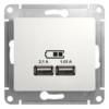 Розетка USB 2-м СП Glossa A+A 5В/2.1А 2х5В/1.05А механизм бел. SE GSL000133