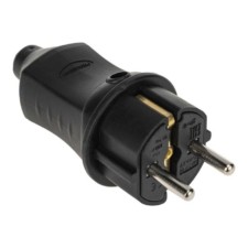 Вилка прямая влагозащ. 16А IP44 230В 2P+PE каучук Proconnect 111-001-4