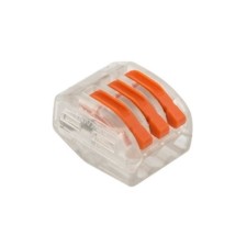 Клемма СМК 3-проводная зажимная с рычагом 0.08-2.54мм2 прозр. 50шт/уп Rexant 07-5253-1