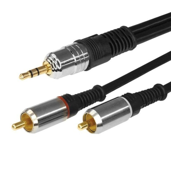 Шнур 3.5 Stereo Plug – 2RCA Plug 3м (GOLD) металл Rexant 17-4224
