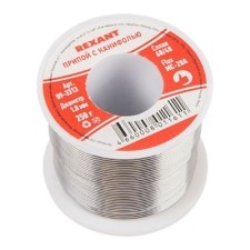 Припой с канифолью 250гр. d1.0мм (Sn60 Pb40 Flux 2.2%) Rexant 09-3313