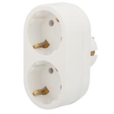 Разветвитель сетевой 2 гнезда с/з 16А IP20 бел. Rexant 11-1075