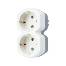 Разветвитель сетевой 2 гнезда с/з 16А IP20 з/ш бел. Rexant 11-1087