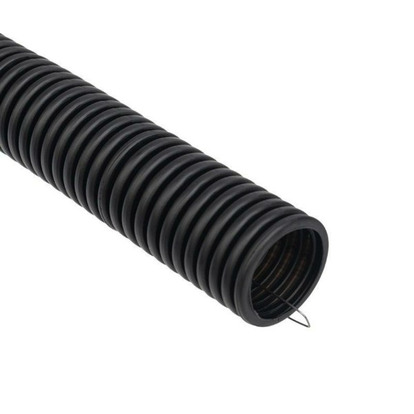 Гофротруба ПНД для кабеля d25мм с протяжкой/зондом чёрная 50м Rexant 28-0025-3