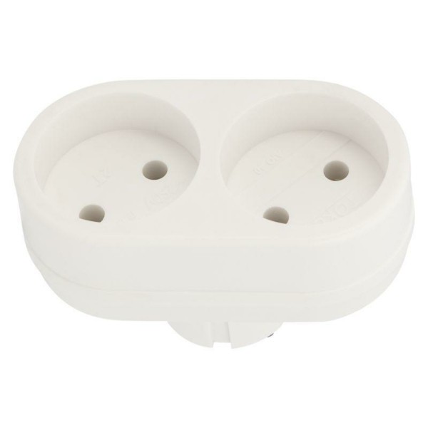 Разветвитель сетевой 2 гнезда б/з 10А бел. Rexant 11-1074