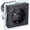 Розетка BRITE РЮш11-1-БрЧ 16А с USB A+C 18Вт с/з защ. шторки черн. IEK BR-R14-16-U22-018-K02