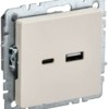Розетка BRITE USB A+C 18Вт РЮ11-1-БрКр беж. IEK BR-U22-018-K10