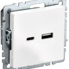 Розетка BRITE USB A+C 18Вт РЮ11-1-БрБ бел. IEK BR-U22-018-K01