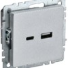 Розетка BRITE USB A+C 18Вт РЮ11-1-БрА алюм. IEK BR-U22-018-K47