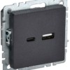 Розетка BRITE USB A+C 18Вт РЮ11-1-БрЧ черн. IEK BR-U22-018-K02