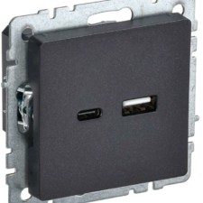Розетка BRITE USB A+C 18Вт РЮ11-1-БрЧ черн. IEK BR-U22-018-K02