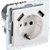 Розетка BRITE РЮш10-1-БрБ 16А с USB A+A 2.1А с/з защ. шторки бел. IEK BR-R14-16-U21-D21-K01