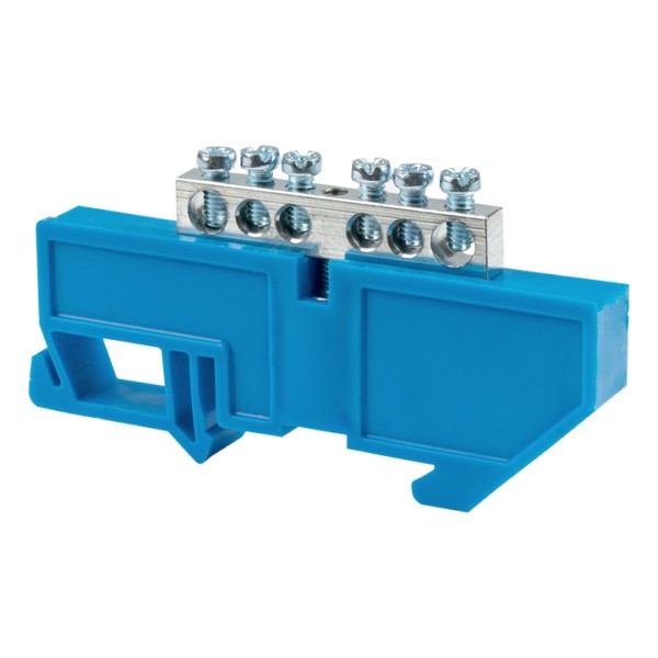 Шина “0” N (6×9мм) 6 отв, цинк синий изолятор на DIN-рейку EKF