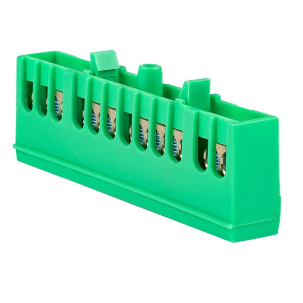 Шина “0” PE (6х9мм) 12 отверстий латунь зеленый изолированный корпус на DIN-рейку EKF PROxima