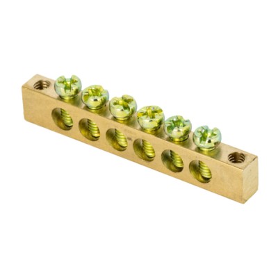 Шина PEN “ноль-земля” (6х9мм) 6 отверстий латунь крепеж по краям EKF PROxima