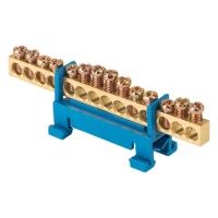 Шина “0” N (6х9мм) 14 отверстий латунь синий изолятор тип “Стойка” на DIN-рейку розничный стикер EKF PROxima