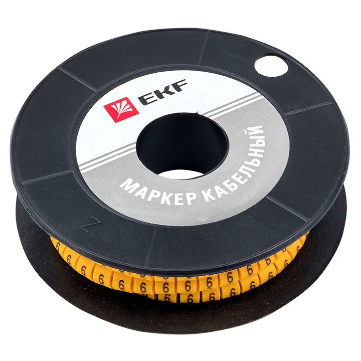 Маркер кабельный 2,5 мм2 "6" (1000 шт,) (ЕС-1) EKF PROxima — изображение 2