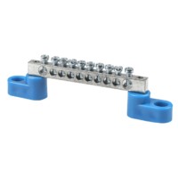 Шина “0” N (6×9мм) 10 отв, цинк 2 синих угловых изолятора EKF