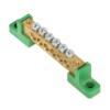 Шина “0” PE 8×12мм 6 отверстий латунь с контактной пластиной 2 зелёных угловых изолятора EKF PROxima