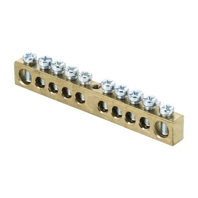 Шина PEN “ноль-земля” (6х9мм) 10 отверстий латунь крепеж по центру розничный стикер EKF PROxima