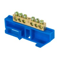 Шина “0” N (8х12мм) 6 отверстий латунь синий изолятор на DIN-рейку розничный стикер EKF PROxima