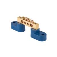 Шина “0” N (8х12мм) 4 отверстия латунь 2 синих угловых изолятора EKF PROxima