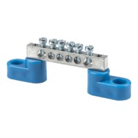 Шина “0” N (6×9мм) 6 отв, цинк 2 синих угловых изолятора EKF