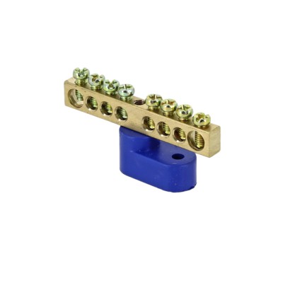 Шина “0” N (6х9мм) 8 отверстий латунь синий угловой изолятор EKF PROxima