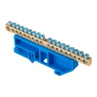 Шина “0” N (6х9мм) 18 отверстий латунь синий изолятор на DIN-рейку EKF PROxima