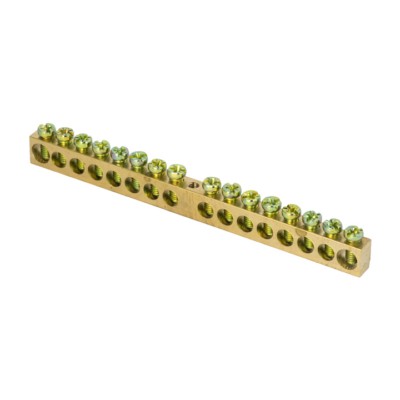 Шина PEN “ноль-земля” (8х12мм) 16 отверстий латунь крепеж по центру EKF PROxima