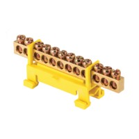 Шина “0” PE (6х9мм) 12 отверстий латунь желтый изолятор тип “Стойка” на DIN-рейку EKF PROxima