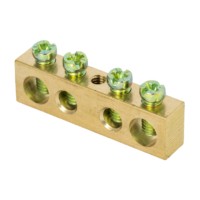 Шина PEN “ноль-земля” (6х9мм) 4 отверстия латунь крепеж по центру розничный стикер EKF PROxima