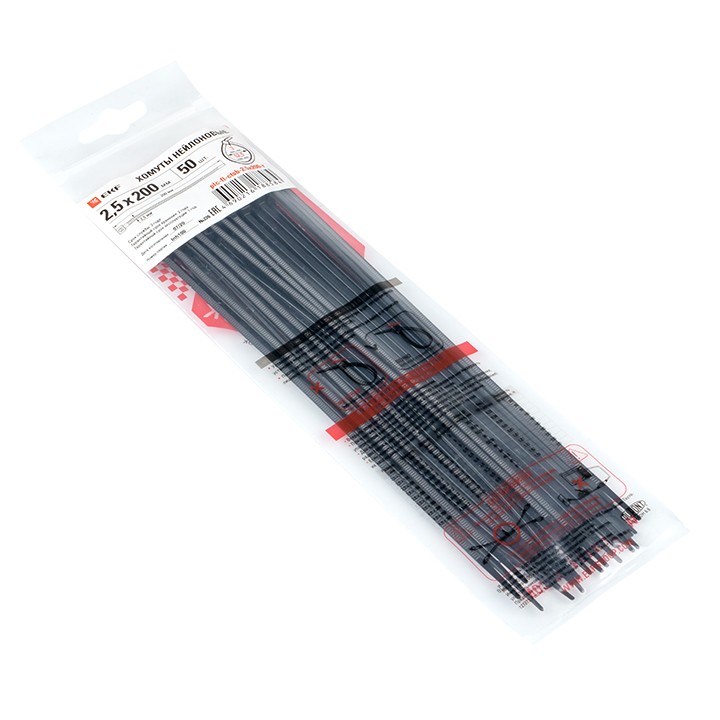 Хомут P6,6 стандартный (ч), 2,5x200 (50шт) FlexLock PROxima — изображение 4