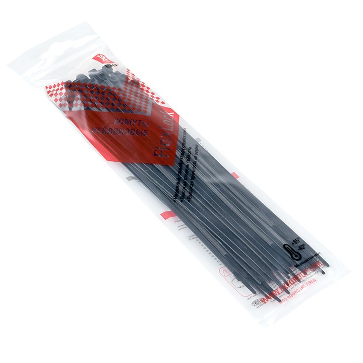 Хомут P6,6 стандартный (ч), 3,6x200 (50шт) FlexLock PROxima