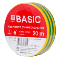 Изолента класс В (0,13х15мм) (20м,) желто-зеленая EKF Basic