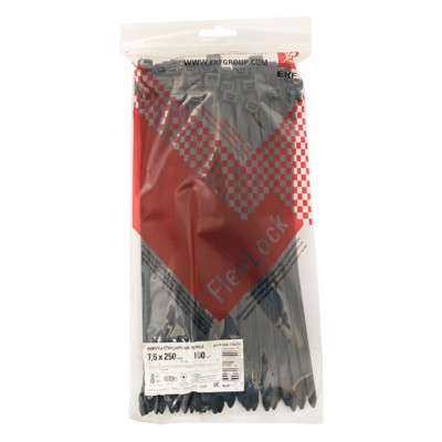 Хомут P6,6 стандартный (ч), 7,6x250 (100шт) FlexLock PROxima — изображение 3